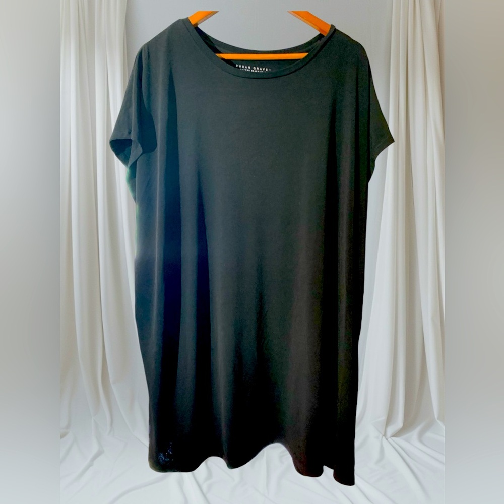 Susan Graver Black Liquid Knit Scoop Neck Top - Plus Size